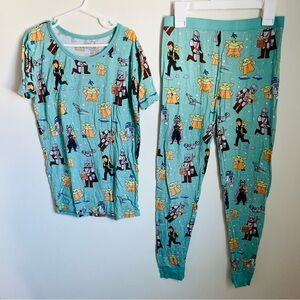 Little Sleepies Star Wars Grogu Two Piece Pajamas Set Shorts Size 12/14 Bamboo